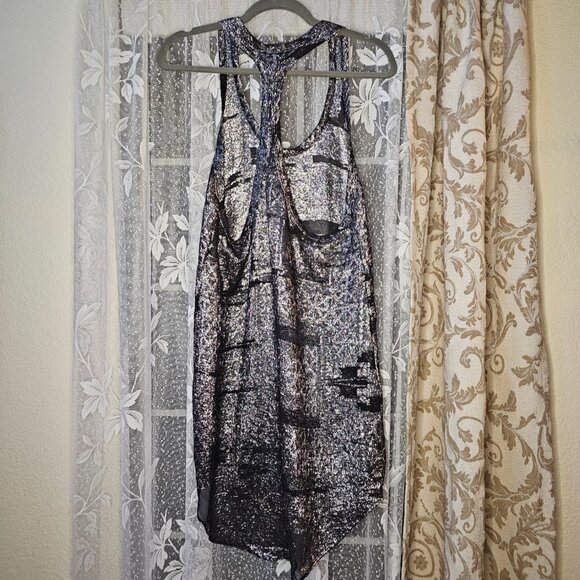 Isabel Marant Silk Blend Metallic Racer Back Tank Top Tunic, FR38 / Medium - Picture 3 of 6
